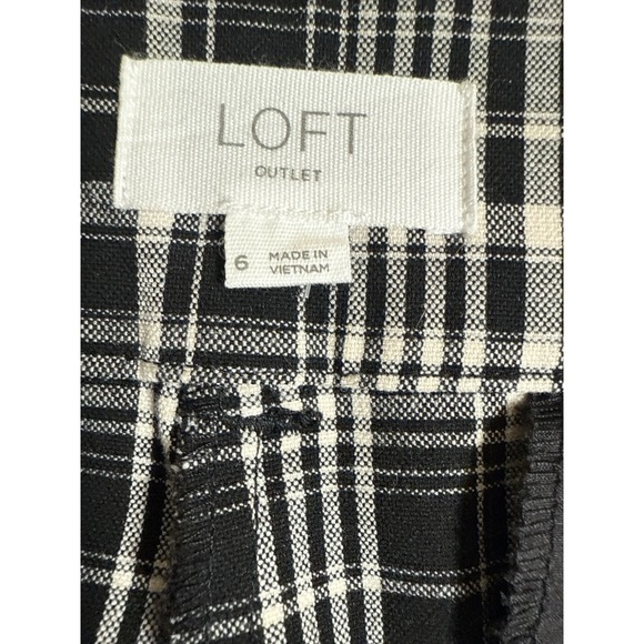 LOFT Outlet Skinny Ankle Pants Women's Size 6 Black White Plaid Stretch 33x28 - Picture 5 of 11